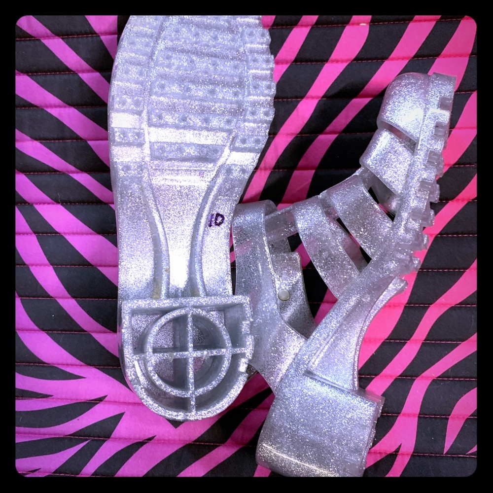 Silver Glitter Jelly Shoes